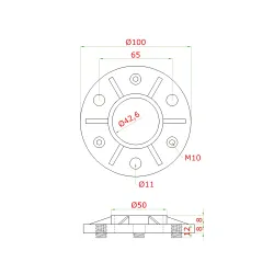Nastaviteľná príruba na trubku ø 42.4mm (ø 100/8-15mm),  nerez K320 /AISI304 Nastaviteľná príruba na trubku ø 42.4mm (ø 100/8-15mm),  nerez K320 /AISI304